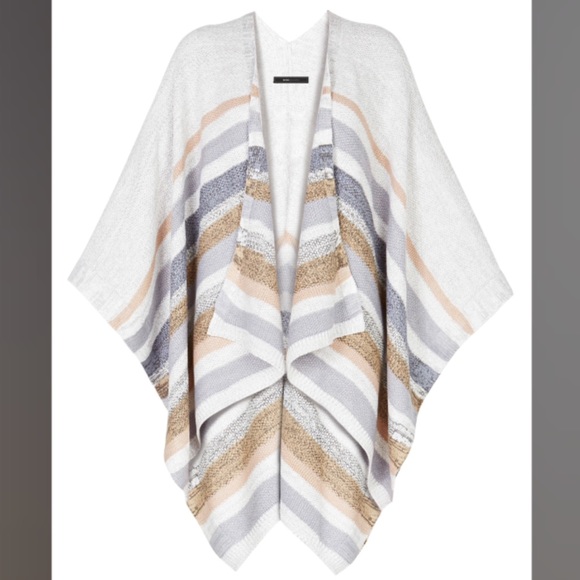 BCBGMAXAZRIA Multi-Colored Stripe Poncho - Picture 4 of 4